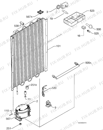 Взрыв-схема холодильника Electrolux EUC1523 - Схема узла Cooling system 017